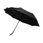 Manueller RPET-Regenschirm 21” Pongee mit Holzgriff Ø99 cm farbe schwarz