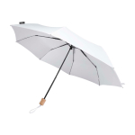 Manueller RPET-Regenschirm 21” Pongee mit Holzgriff Ø99 cm farbe weiß