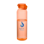Flasche aus recyceltem Kunststoff mit Silikongriff 630 ml farbe orange Ansicht mit Tampondruck