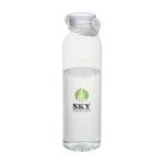 Flasche aus recyceltem Kunststoff mit Silikongriff 630 ml farbe transparent Ansicht mit Tampondruck