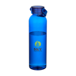Flasche aus recyceltem Kunststoff mit Silikongriff 630 ml farbe köngisblau Ansicht mit Tampondruck