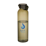 Flasche aus recyceltem Kunststoff mit Silikongriff 630 ml farbe dunkelgrün Ansicht mit Tampondruck