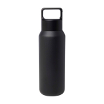 Edelstahlflasche recycelt für Sprudelgetränke 600 ml farbe schwarz zweite Vorderansicht