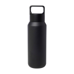 Edelstahlflasche recycelt für Sprudelgetränke 600 ml farbe schwarz zweite Rückansicht