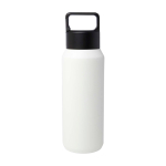 Edelstahlflasche recycelt für Sprudelgetränke 600 ml farbe weiß zweite Rückansicht