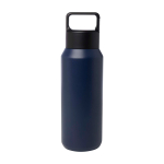 Edelstahlflasche recycelt für Sprudelgetränke 600 ml farbe marineblau zweite Vorderansicht