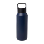Edelstahlflasche recycelt für Sprudelgetränke 600 ml farbe marineblau zweite Rückansicht