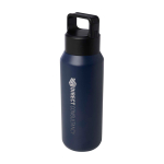 Edelstahlflasche recycelt für Sprudelgetränke 600 ml farbe marineblau Druckansicht des Logos 2