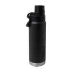 Doppelwandige Öko-Flasche mit auslaufsicherem Schraubdeckel 700 ml farbe schwarz zweite Rückansicht