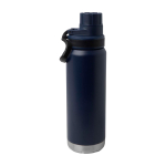 Doppelwandige Öko-Flasche mit auslaufsicherem Schraubdeckel 700 ml farbe marineblau zweite Rückansicht