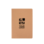 Kraftpapier-Agenda A5 mit genähter Rückenbindung Ansicht mit Druckbereich