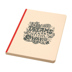 Softcover-Notizbuch aus Zuckerrohr und RPET A5, liniert farbe lachsfarbig Ansicht mit Siebdruck