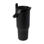 Recycelter Edelstahlbecher mit Multifunktionsdeckel 900 ml farbe schwarz zweite Ansicht