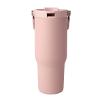Recycelter Edelstahlbecher mit Multifunktionsdeckel 900 ml farbe pastellrose zweite Vorderansicht