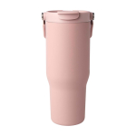 Recycelter Edelstahlbecher mit Multifunktionsdeckel 900 ml farbe pastellrose zweite Rückansicht