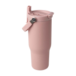 Recycelter Edelstahlbecher mit Multifunktionsdeckel 900 ml farbe pastellrose zweite Ansicht