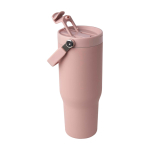 Recycelter Edelstahlbecher mit Multifunktionsdeckel 900 ml farbe pastellrose dritte Ansicht