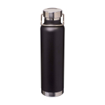 Doppelwandige recycelte Edelstahlflasche mit Schraubdeckel 650 ml farbe schwarz