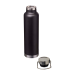 Doppelwandige recycelte Edelstahlflasche mit Schraubdeckel 650 ml farbe schwarz zweite Ansicht