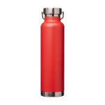 Doppelwandige recycelte Edelstahlflasche mit Schraubdeckel 650 ml farbe rot zweite Rückansicht