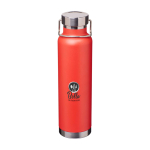 Doppelwandige recycelte Edelstahlflasche mit Schraubdeckel 650 ml farbe rot Ansicht mit Tampondruck