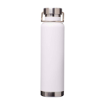 Doppelwandige recycelte Edelstahlflasche mit Schraubdeckel 650 ml farbe weiß zweite Vorderansicht