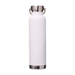 Doppelwandige recycelte Edelstahlflasche mit Schraubdeckel 650 ml farbe weiß zweite Rückansicht