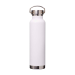 Doppelwandige recycelte Edelstahlflasche mit Schraubdeckel 650 ml farbe weiß dritte Vorderansicht