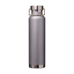 Doppelwandige recycelte Edelstahlflasche mit Schraubdeckel 650 ml farbe grau zweite Vorderansicht
