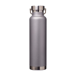 Doppelwandige recycelte Edelstahlflasche mit Schraubdeckel 650 ml farbe grau zweite Rückansicht