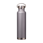 Doppelwandige recycelte Edelstahlflasche mit Schraubdeckel 650 ml farbe grau dritte Vorderansicht