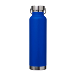 Doppelwandige recycelte Edelstahlflasche mit Schraubdeckel 650 ml farbe köngisblau zweite Rückansicht