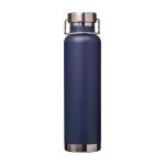 Doppelwandige recycelte Edelstahlflasche mit Schraubdeckel 650 ml farbe marineblau zweite Vorderansicht