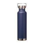 Doppelwandige recycelte Edelstahlflasche mit Schraubdeckel 650 ml farbe marineblau dritte Vorderansicht