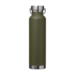 Doppelwandige recycelte Edelstahlflasche mit Schraubdeckel 650 ml farbe dunkelgrün zweite Rückansicht