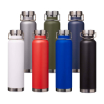 Doppelwandige recycelte Edelstahlflasche mit Schraubdeckel 650 ml farbe dunkelgrün zweite Ansicht in verschiedenen Farben