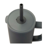 Thermobecher mit Silikonstrohhalm und Spritzschutzdeckel 900 ml farbe grau Detailansicht 1