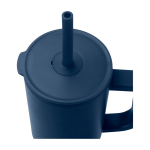 Thermobecher mit Silikonstrohhalm und Spritzschutzdeckel 900 ml farbe marineblau Detailansicht 1