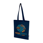 Einkaufstasche aus recycelter Baumwolle und RPET 7 L 140 g/m² farbe marineblau Ansicht mit Siebdruck