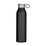 Recycelte Edelstahlflasche mit Rundgriff 650 ml farbe schwarz zweite Vorderansicht