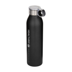 Recycelte Edelstahlflasche mit Rundgriff 650 ml farbe schwarz