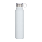 Recycelte Edelstahlflasche mit Rundgriff 650 ml farbe weiß zweite Vorderansicht