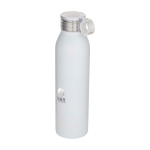 Recycelte Edelstahlflasche mit Rundgriff 650 ml farbe weiß Druckansicht des Logos 2