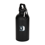 Einwandige matte recycelte Edelstahlflasche 400 ml farbe schwarz Ansicht mit Tampondruck