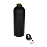 Matte recycelte Edelstahlflasche mit Karabiner 750 ml farbe schwarz zweite Ansicht