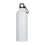 Matte recycelte Edelstahlflasche mit Karabiner 750 ml farbe weiß zweite Vorderansicht