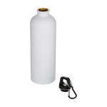 Matte recycelte Edelstahlflasche mit Karabiner 750 ml farbe weiß zweite Ansicht