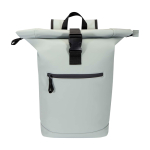 Wasserabweisender Rolltop-Rucksack aus Kunstleder für Laptop 15” farbe grau zweite Vorderansicht