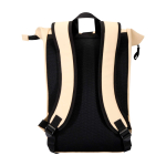 Wasserabweisender Rolltop-Rucksack aus Kunstleder für Laptop 15” farbe elfenbeinfarben zweite Rückansicht