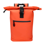 Wasserabweisender Rolltop-Rucksack aus Kunstleder für Laptop 15” farbe lachsfarbig zweite Vorderansicht